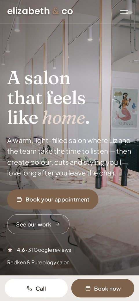 Elizabeth & Co website shown on a phone